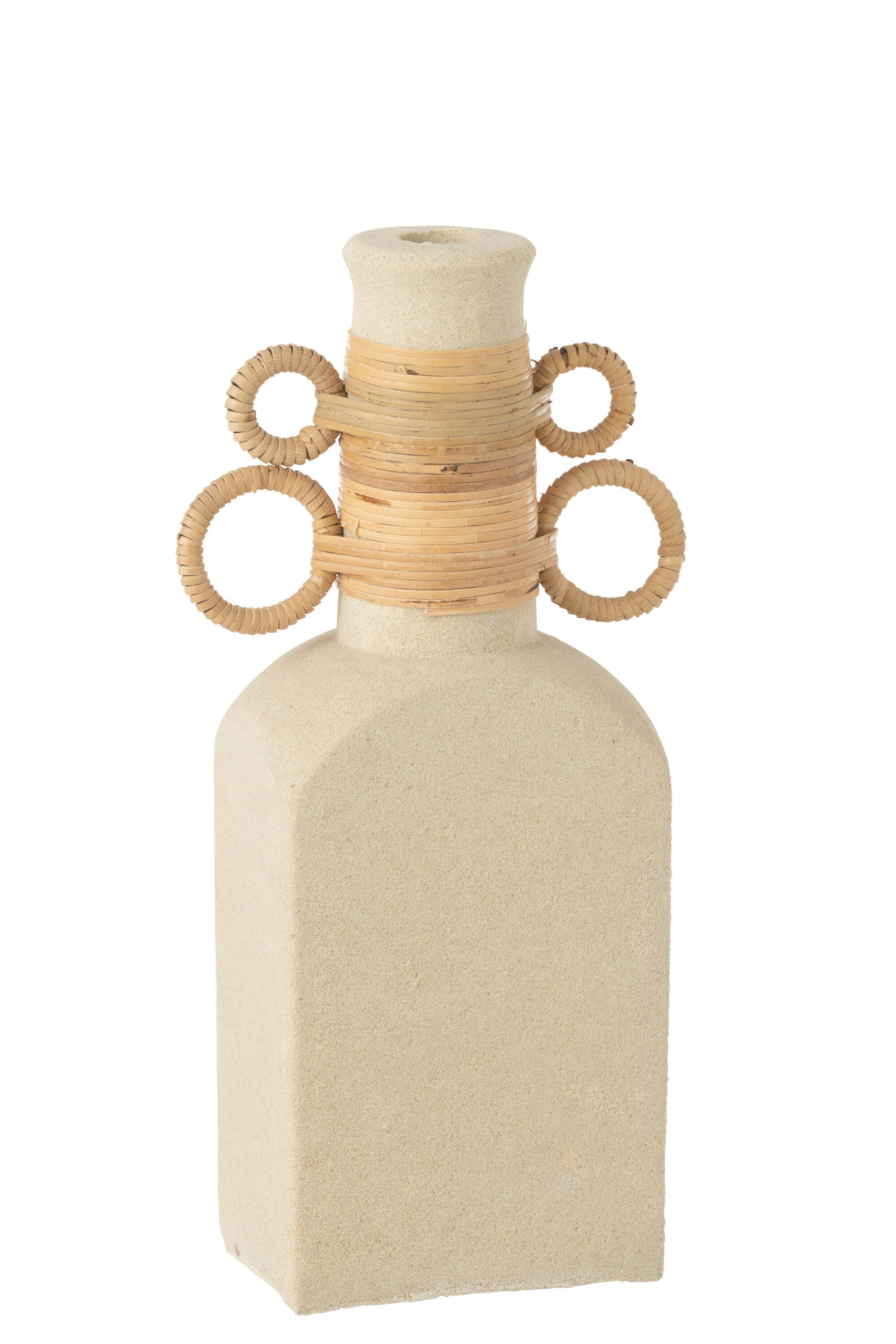 Set of 2 vases Celine with 4 rings in cement, sand colour