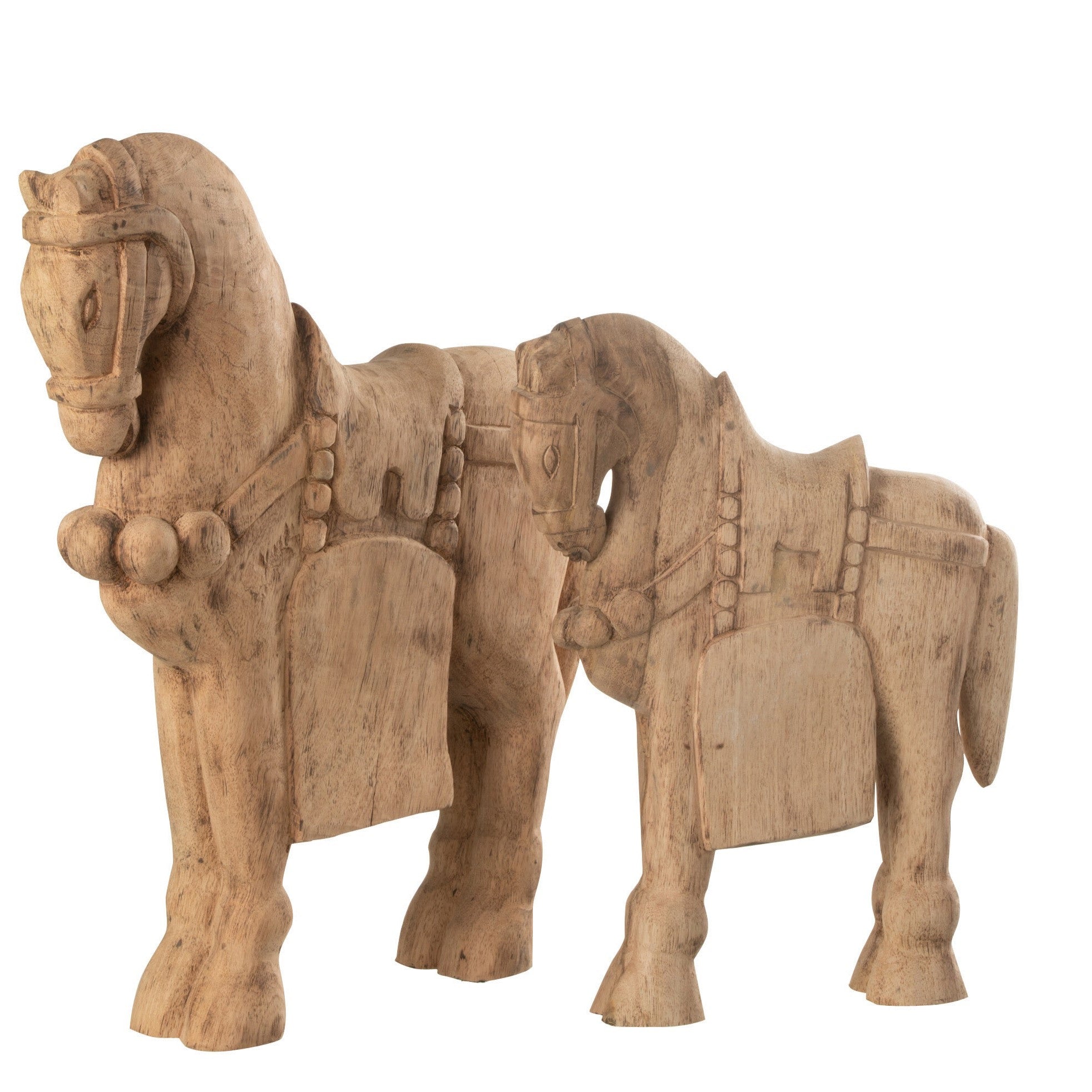 Set of 2 Troy Horse Wood Natural - Large &amp; Medium
