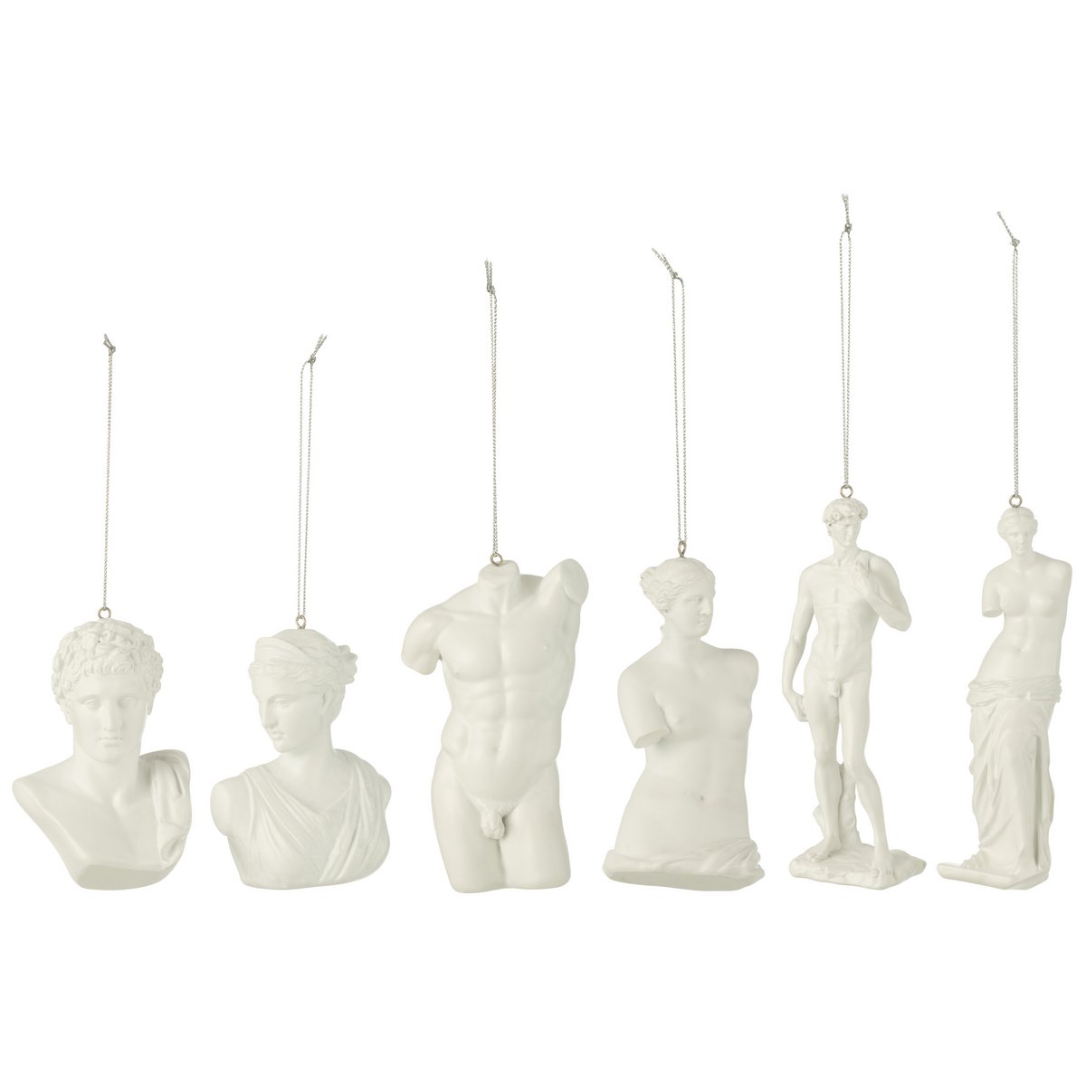 J-Line Pendant Roman Statues - Polyresin - White - Box of 10