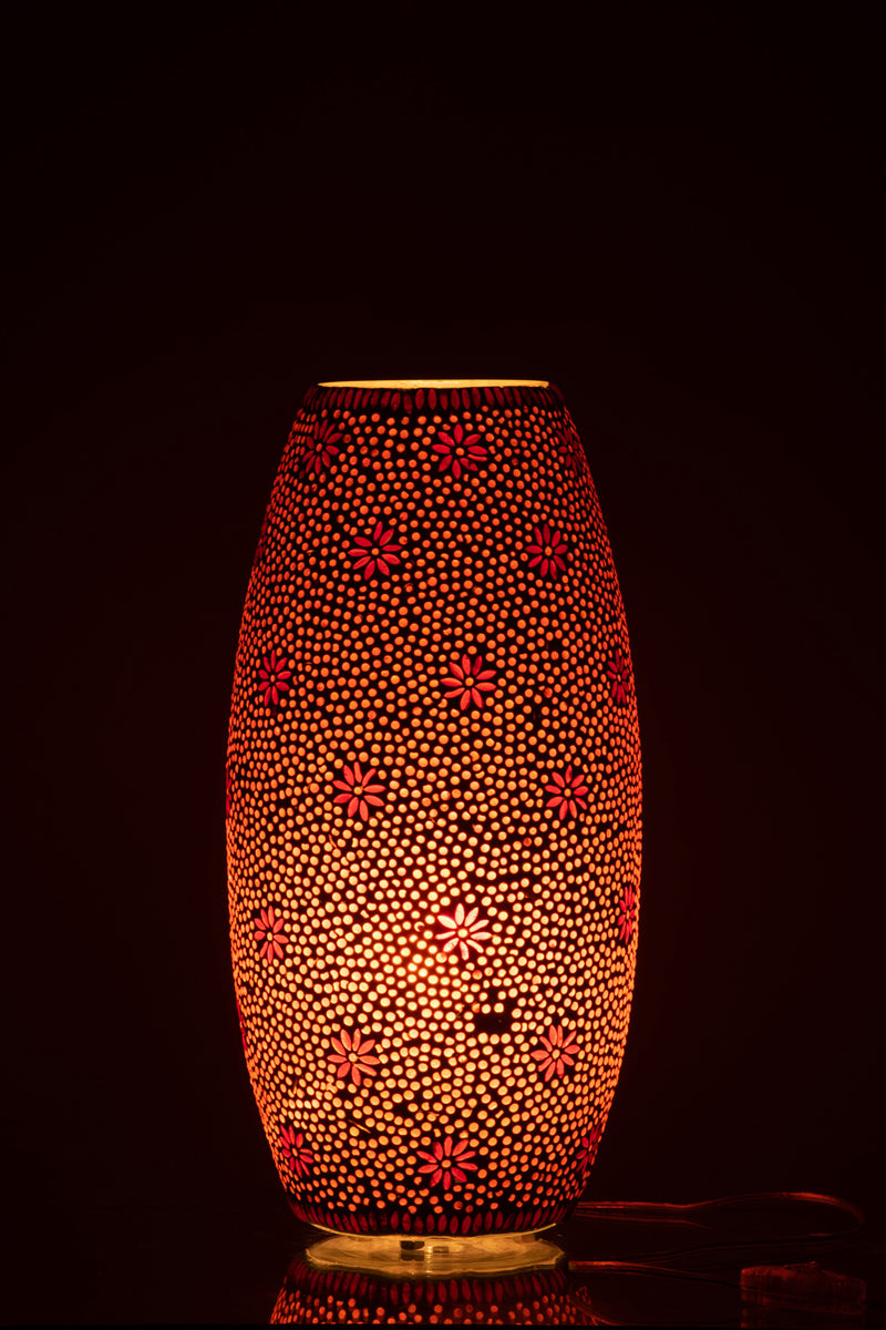 Exclusieve set van 2 Bram lampen, groot formaat, artistiek gevlekt glas in zalmkleur