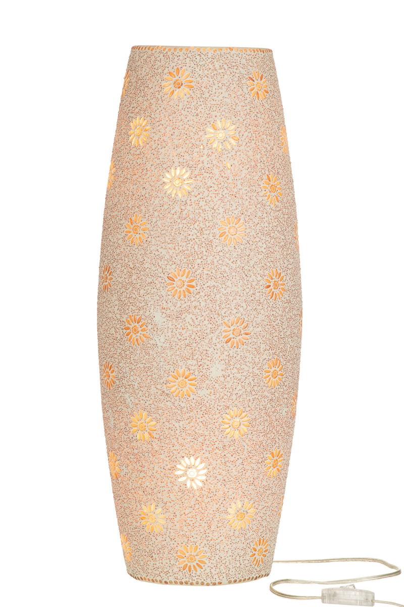 Extra grote lamp Bram, glas in lood, zalm