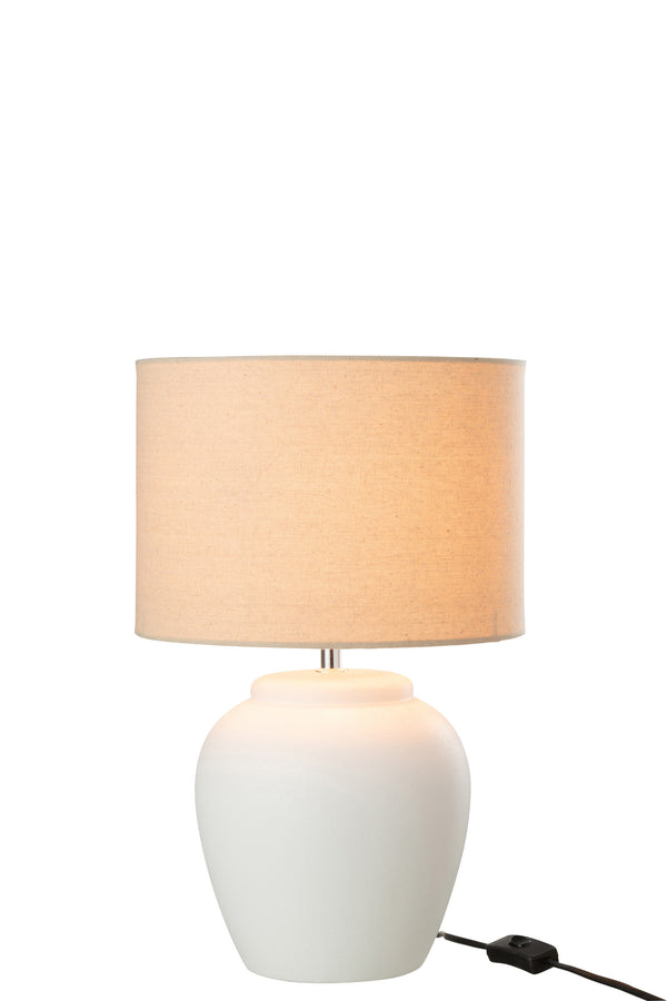 2er-Set Tischlampe WHITECREME – Reine Keramikeleganz in Weiß mit cremefarbenem Lampenschirm