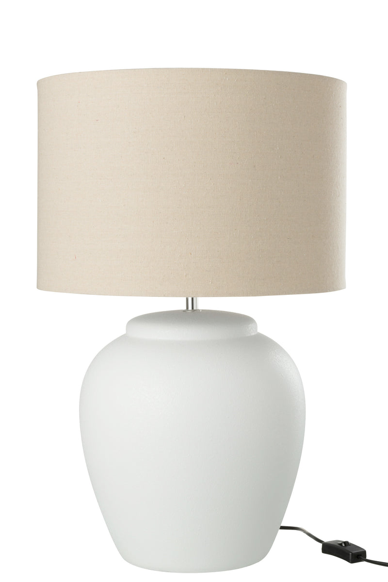 Table lamp WHITECREME Grande – purist ceramic elegance in immaculate white with a cream-colored lampshade