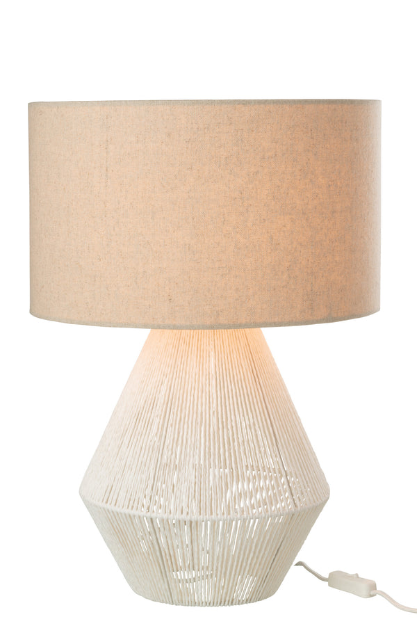Set van 2 lampen met jute draden, wit