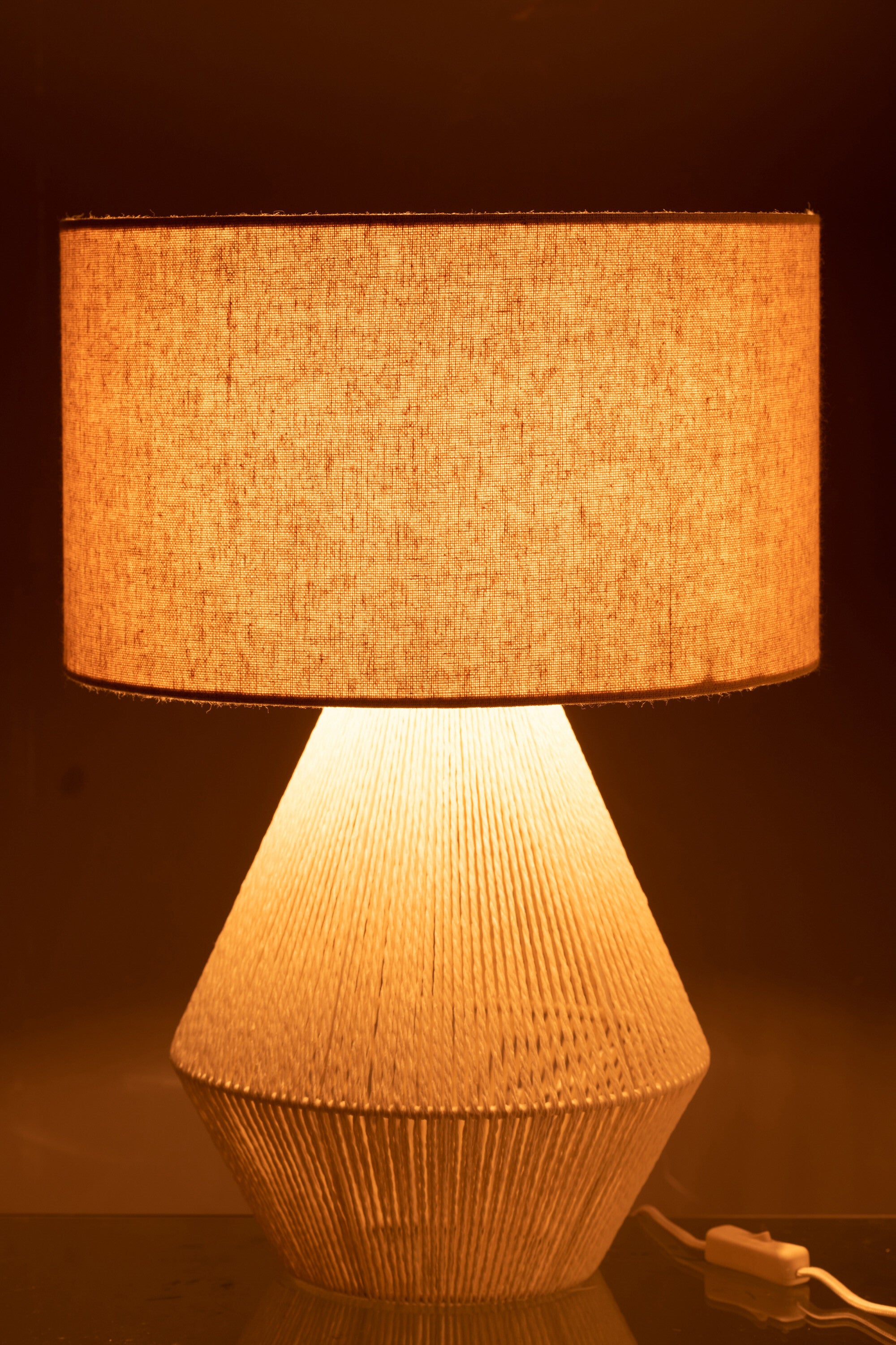2er-Set Lampen mit Jutefäden, Weiß