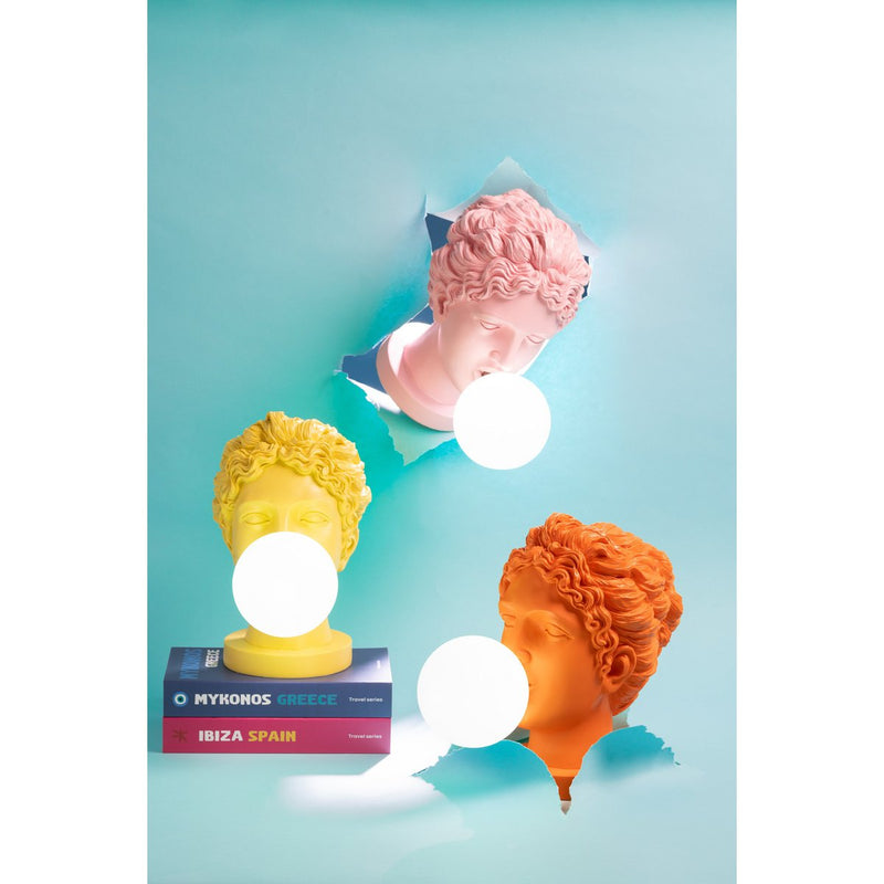 Table lamp Lady with bubble gum – Stylish bust lamp in rose