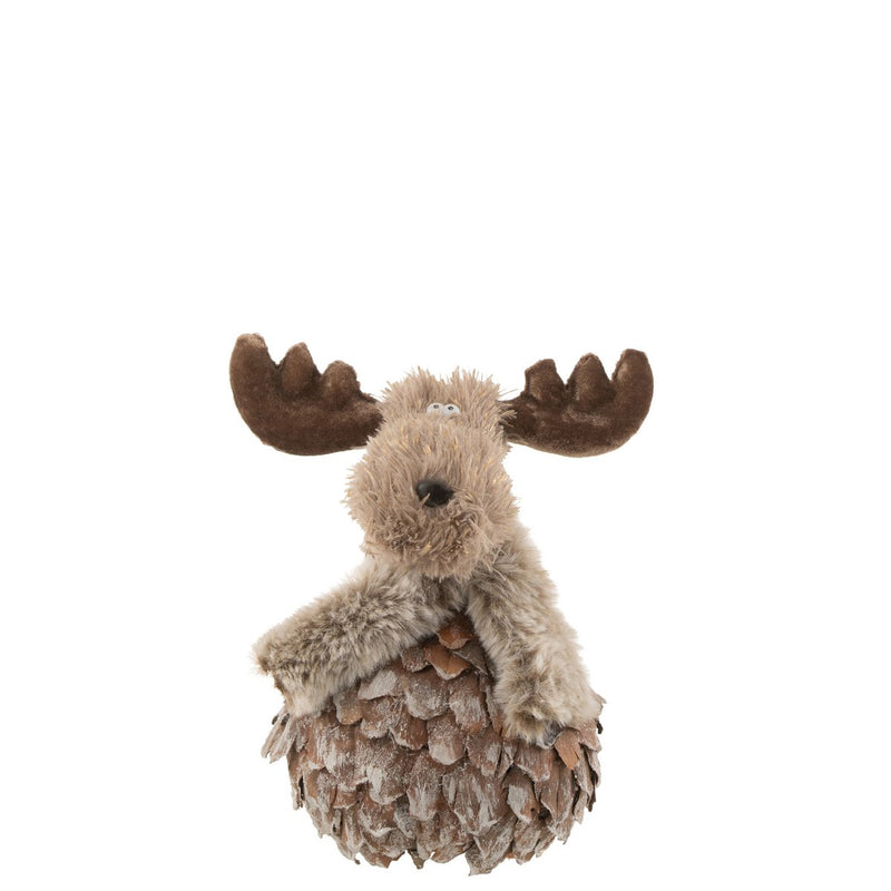 Christmas figure cuddly reindeer with bark pieces - brown/grey