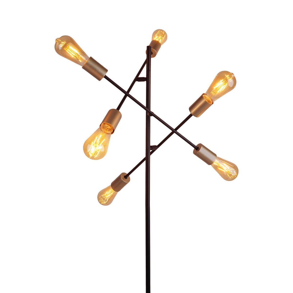 Stehleuchte "MODO" aus Metall in Schwarz,, Fassungen in Gold, E27-Fassung, Stehlampe für Wohnzimmer, Esszimmer, Küche, Diele, Flur oder Büro, 150 x 49 cm