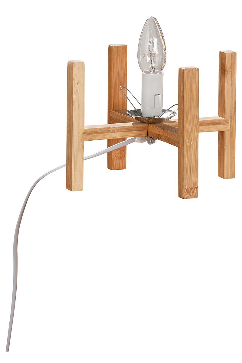 Stilvolle Porzellan Lampe 'Prickelstern' mit Holzfuß - Zeitlose Eleganz