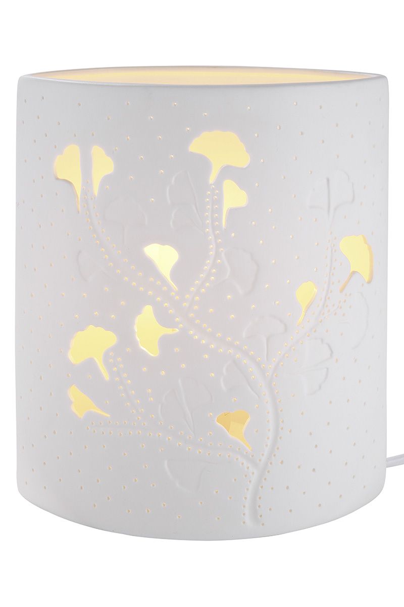 Tafellamp Ginkgo Porseleinen lamp met Ginkgo-motief