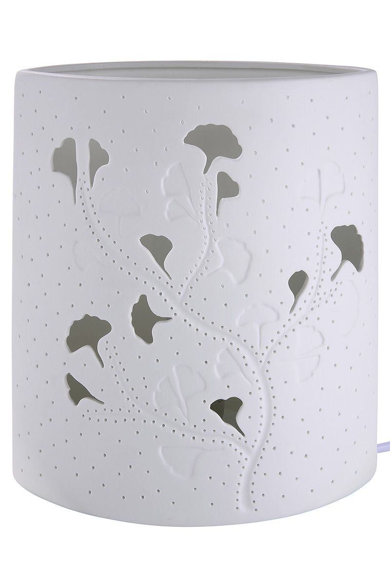 Tafellamp Ginkgo Porseleinen lamp met Ginkgo-motief