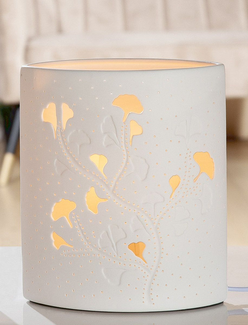 Tafellamp Ginkgo Porseleinen lamp met Ginkgo-motief