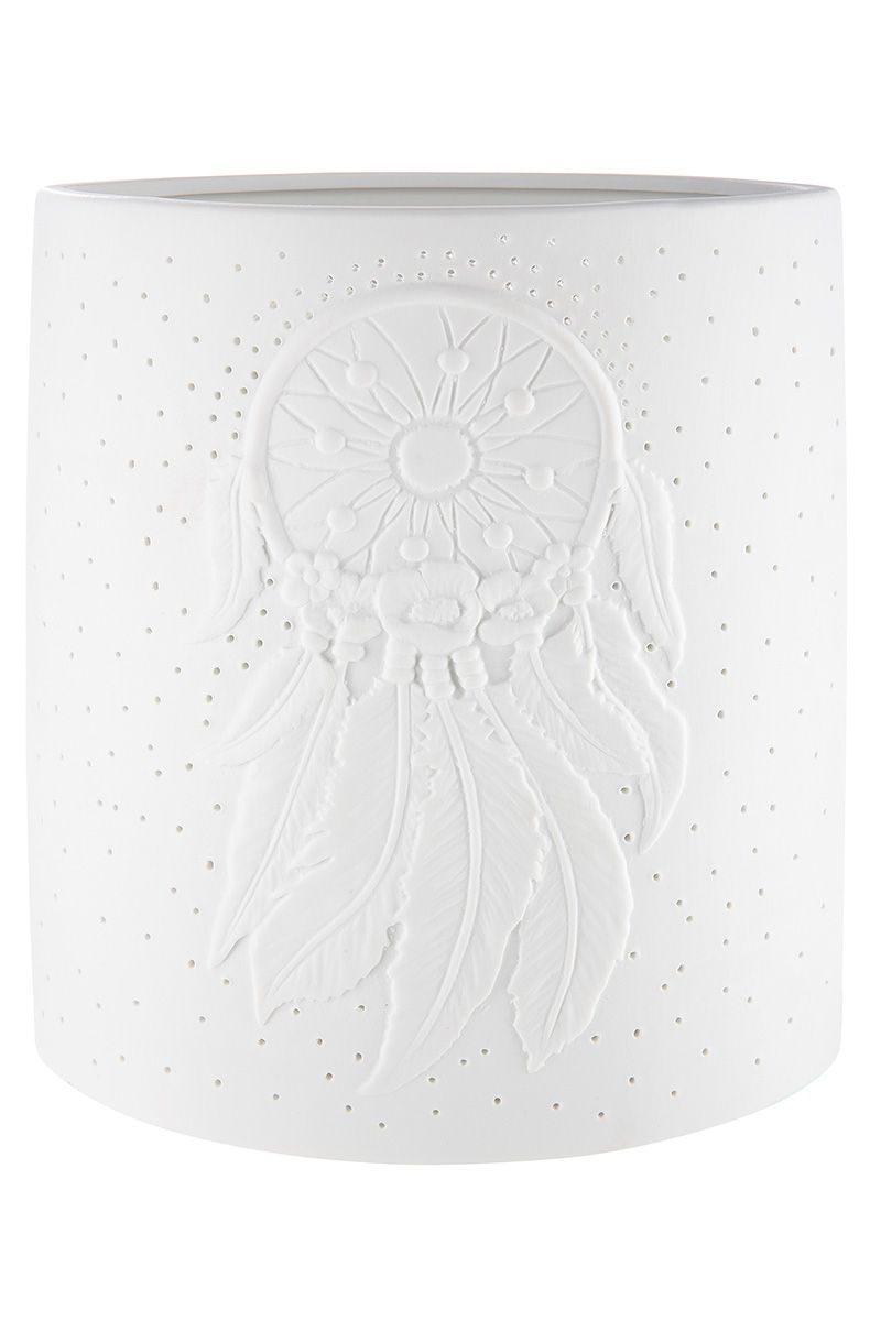 Dreamcatcher table lamp – white porcelain with dreamcatcher motif