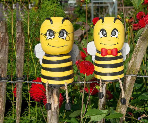 Mats & Maja – Bienen-Zaunhocker aus Keramik im 4er Set