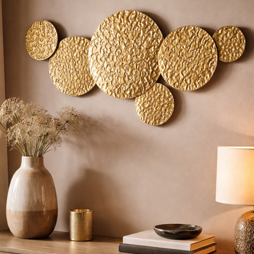 Metall Wandobjekt Citala in Antikgold – Abstrakte Eleganz 118cm