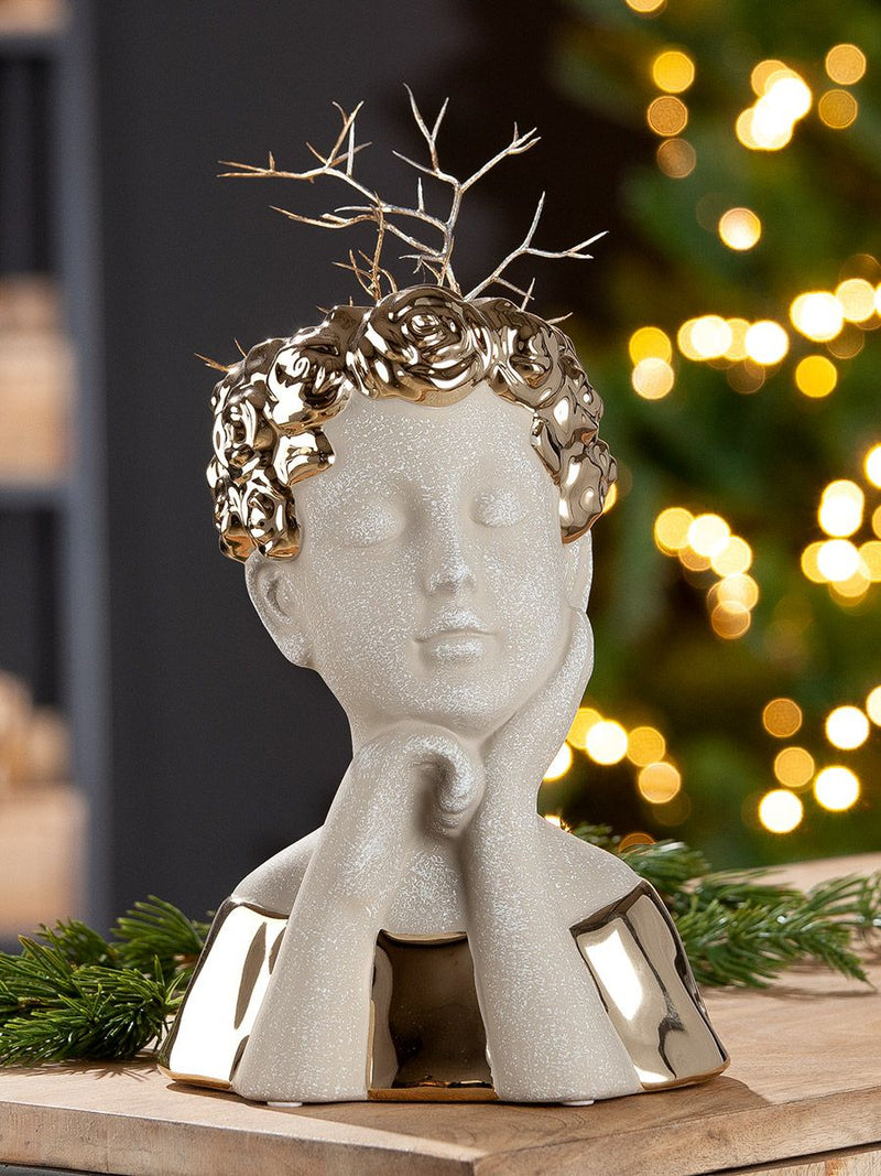 Pretty - Two-tone ceramic sculpture vase in matt gray and shiny gold