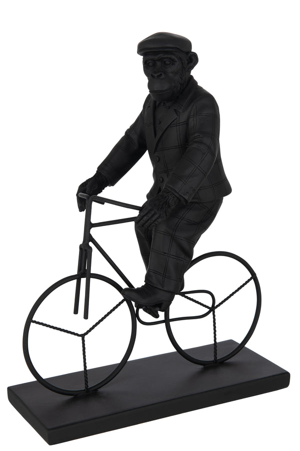 2er Set Affen auf Fahrrädern aus Poly in Schwarz - Einzigartige Deko mit Charme
