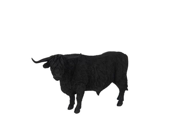 Exquisites 2er-Set schwarzer Rind / Rinder Skulpturen aus Poly