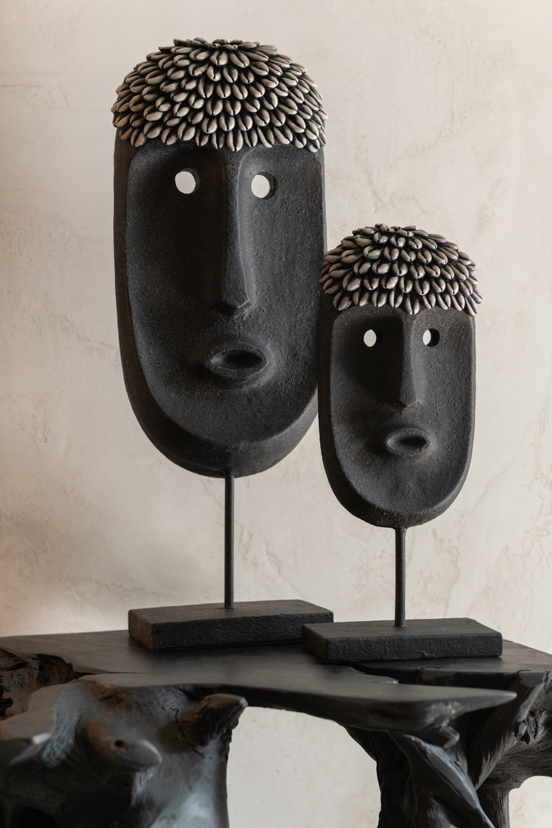 3er-Set MOAAX Ethnische Masken aus Stein/Resin in Elegantem Schwarz