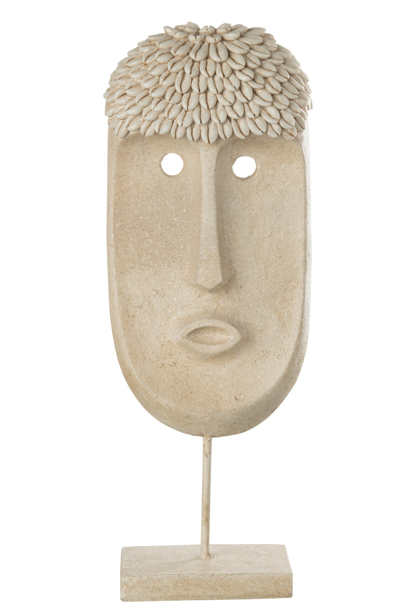 Exquisite Ethnische Masken im 2er-Set, Stein/Resin-Komposition, Beige - Groß