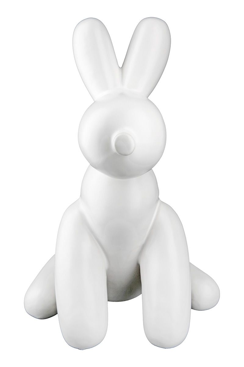 Balloon dog ceramic figure in black or white - modern art decoration, 25 cm high