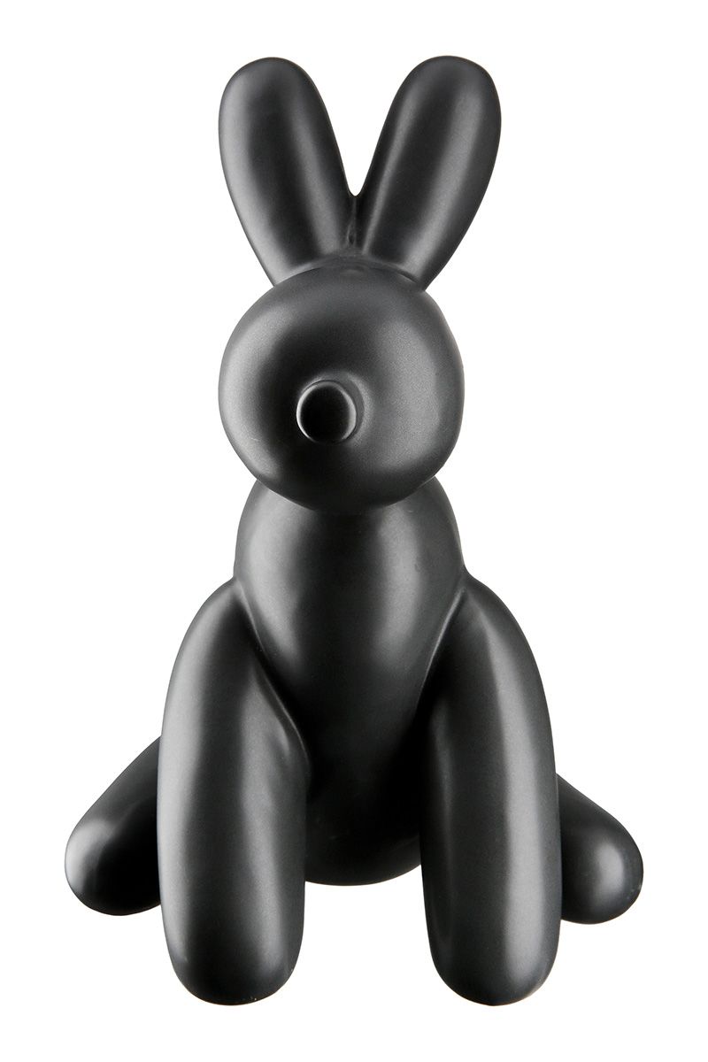 Balloon dog ceramic figure in black or white - modern art decoration, 25 cm high