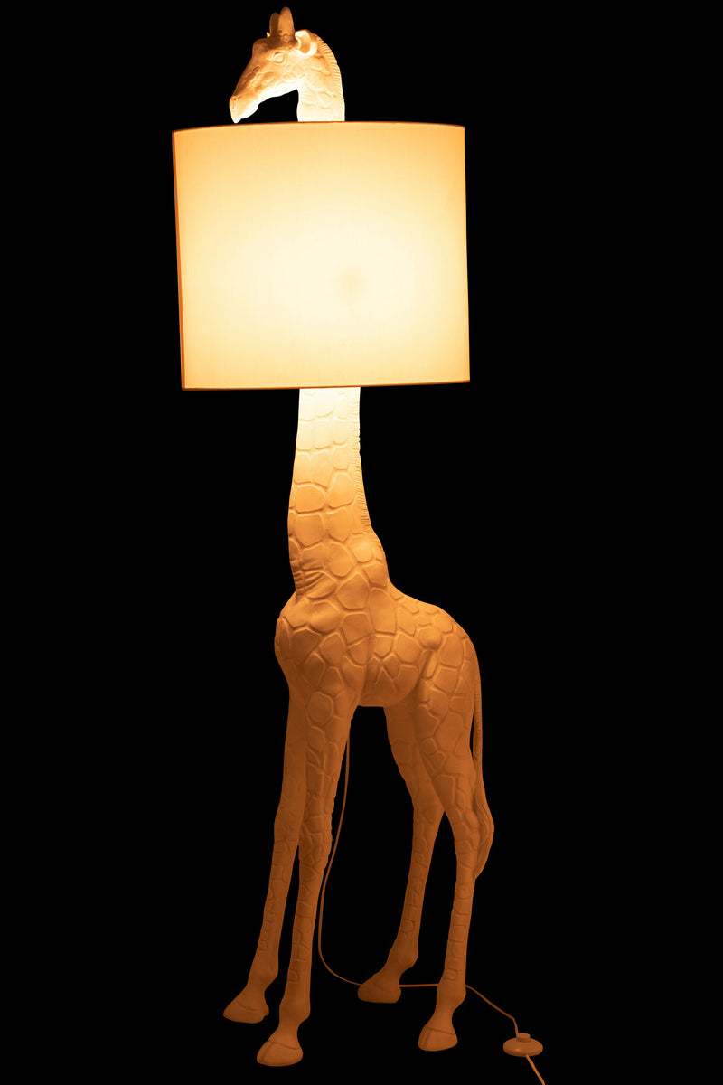 Elegante Stehlampe in Giraffenform aus weißem Poly - Ein exquisites Stück für jeden Raum