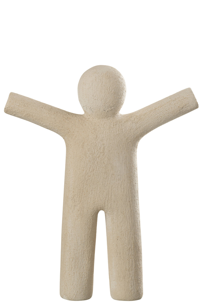 Set of 2 Decorative Figures P'tit Maurice Rau Finish, Polyresin, Beige - Large