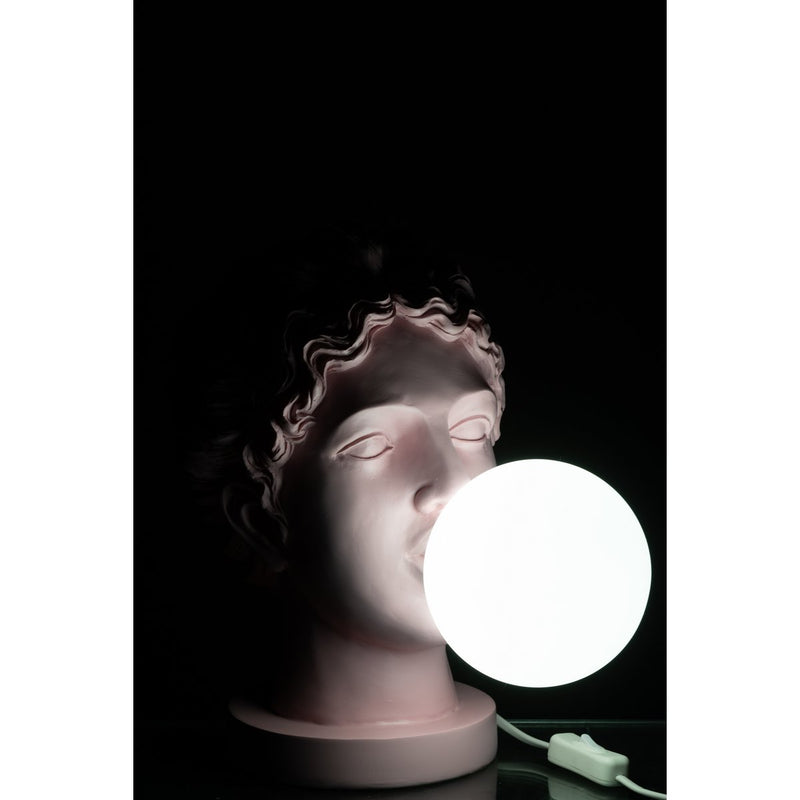 Table lamp Lady with bubble gum – Stylish bust lamp in rose