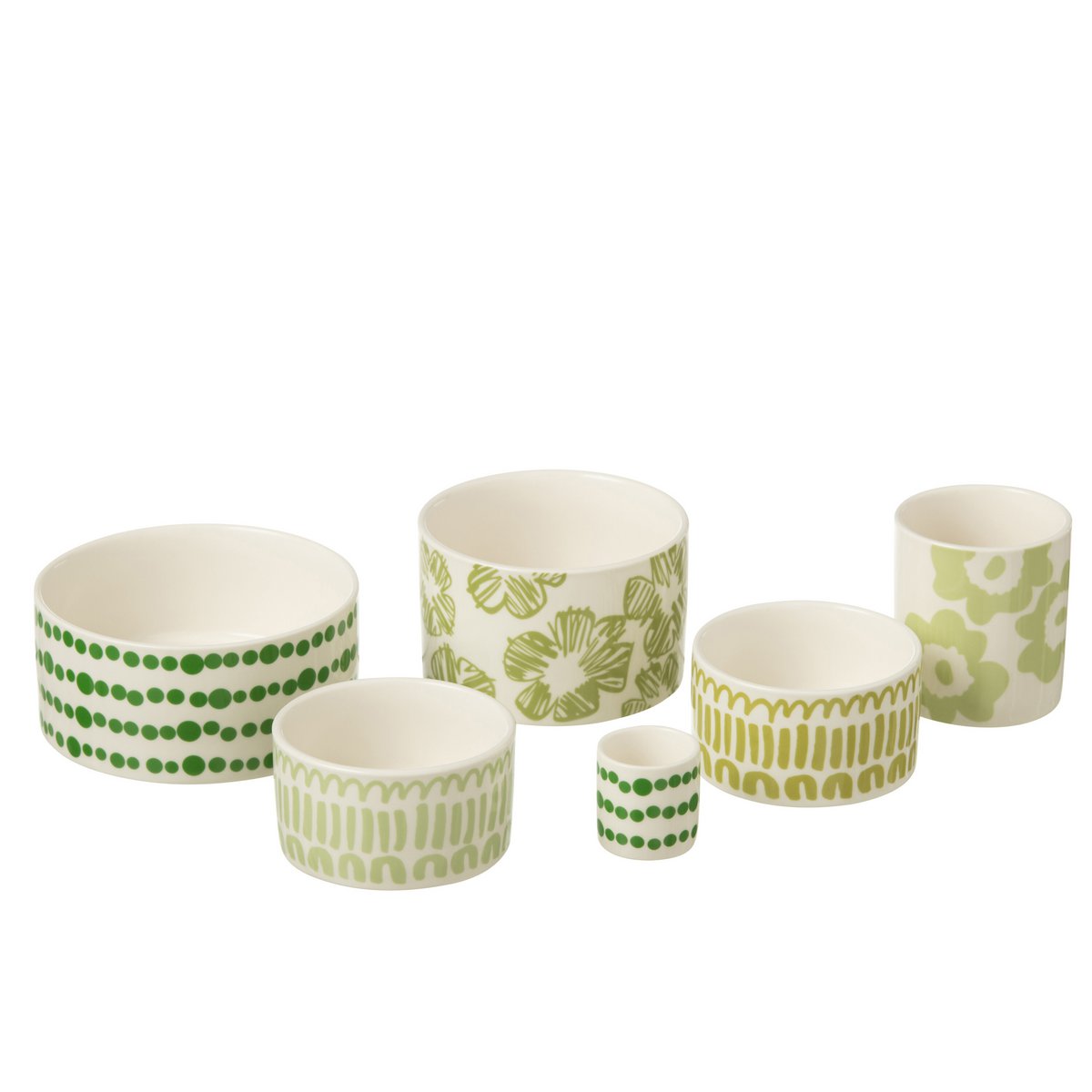 Set mit 6 Aperoschalen + Tablett, Bambusbox, Keramik, Grün