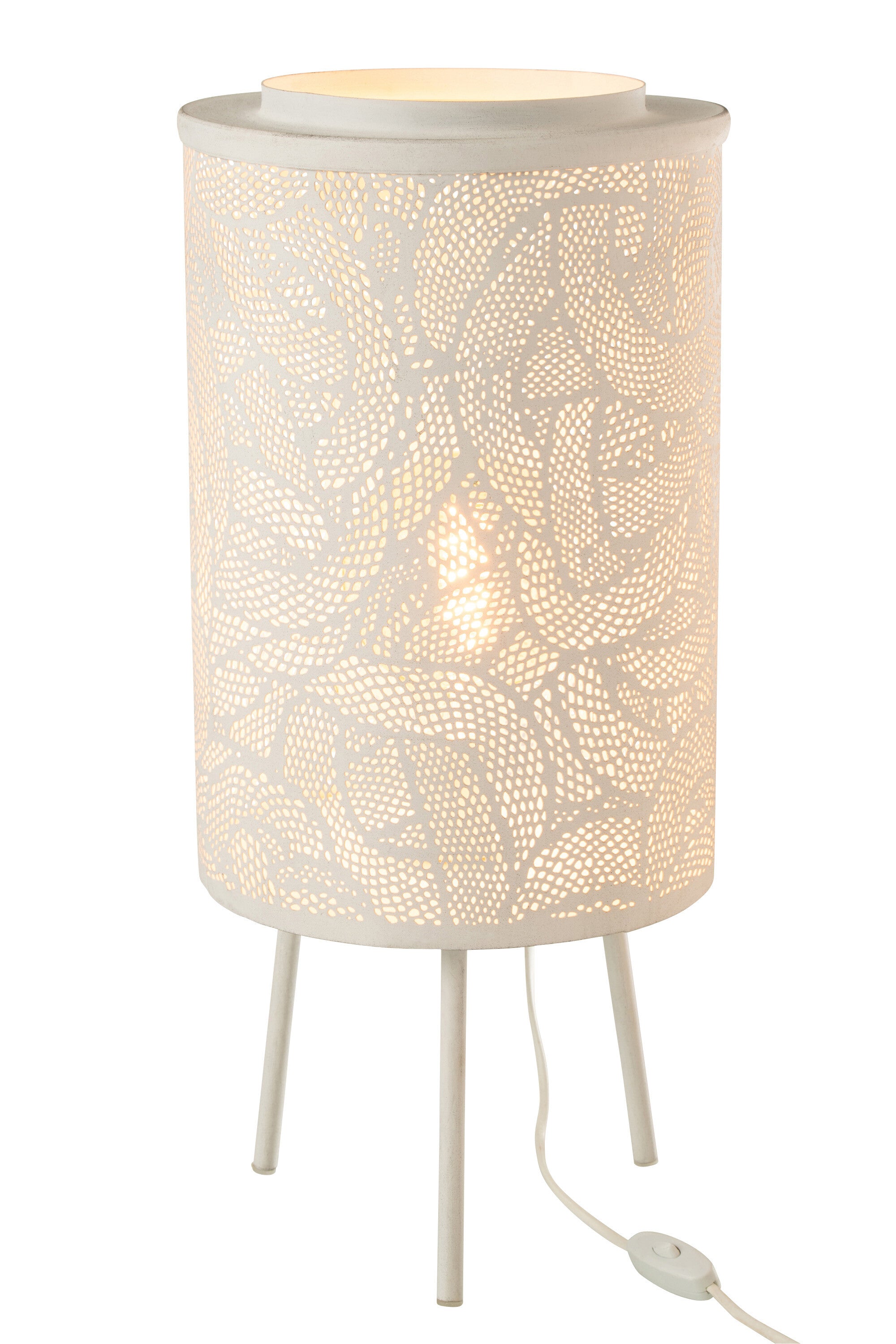 Set of 2 Perforated Metal Lamps in Pure White - Contemporary design meets classic elegance 
