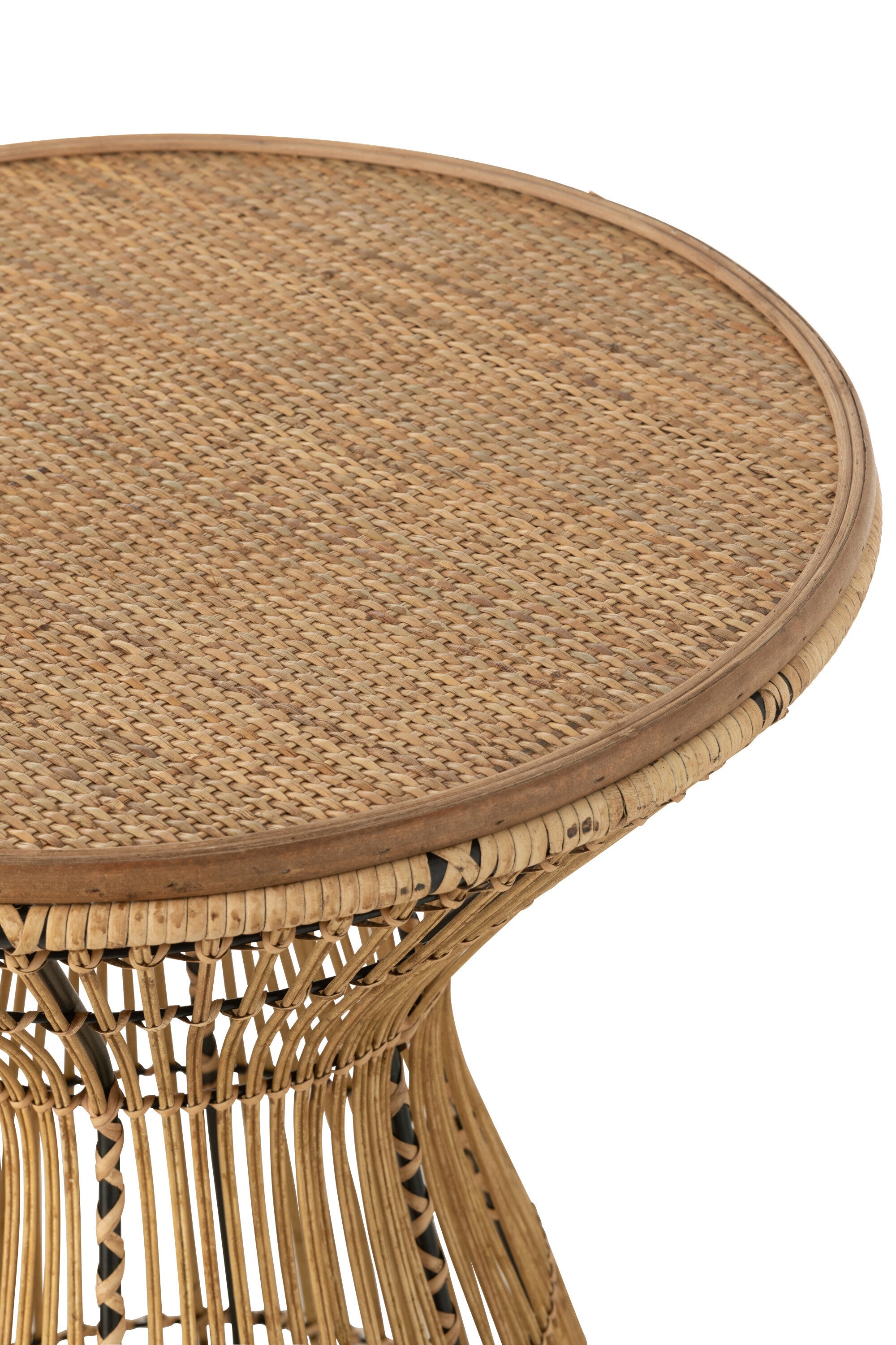 Bijzettafel ronde groeven naturel rotan - Een stijlvolle en praktische metgezel voor in huis
