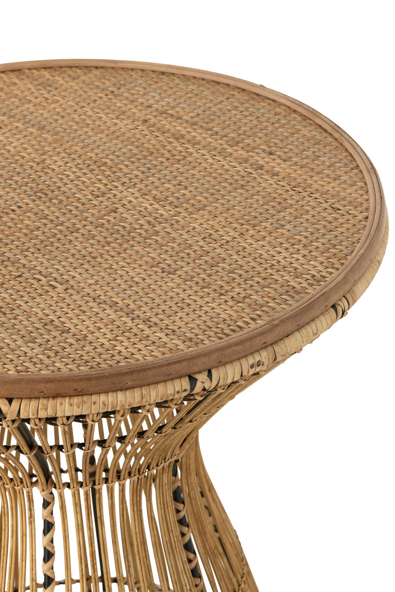 Bijzettafel ronde groeven naturel rotan - Een stijlvolle en praktische metgezel voor in huis