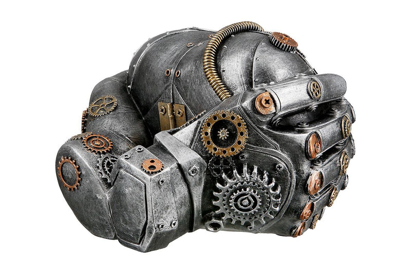 Poly sculpture steampunk heart in hands Love expression in mechanical art