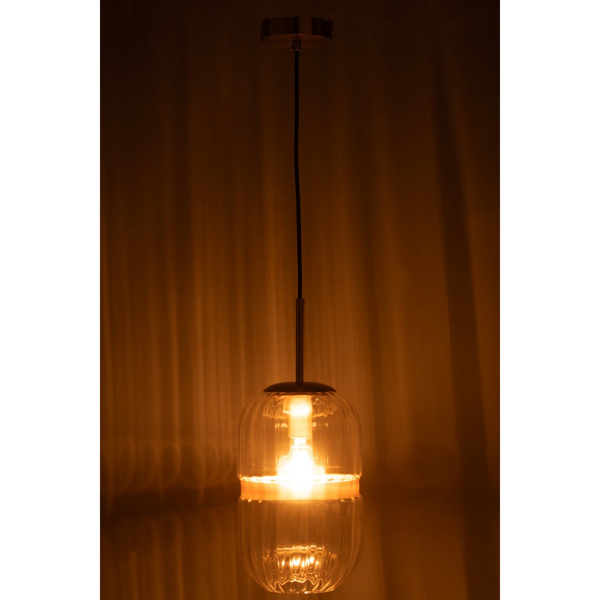 Hanglamp Tube Ijzer Glas Transparant Goud