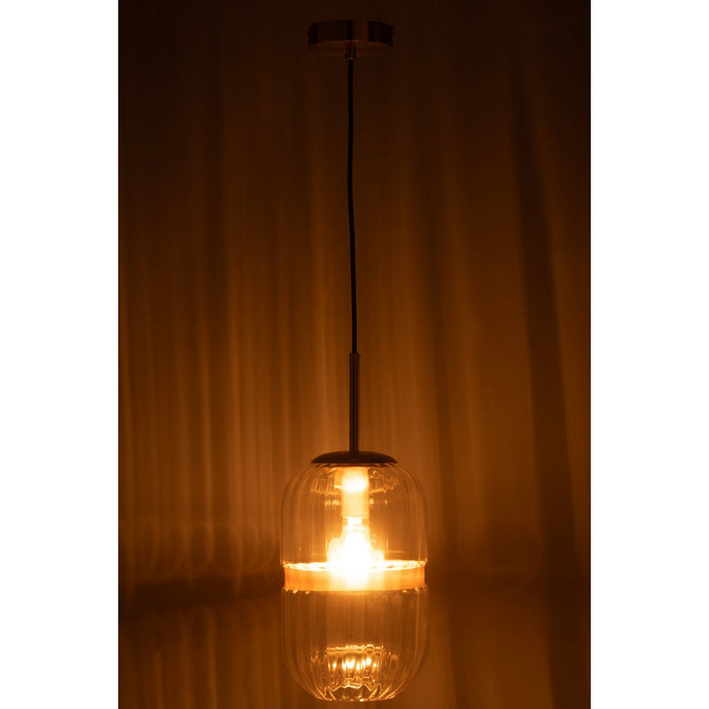 Hanging lamp Tube Iron Glass Transparent Gold
