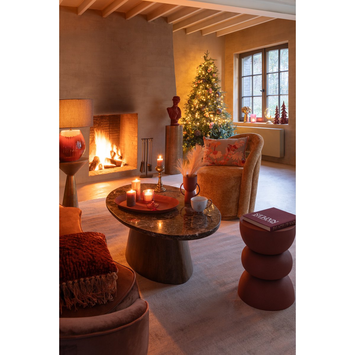 J -Line Couchtisch Oval - Marmor/Mangohout - Brown