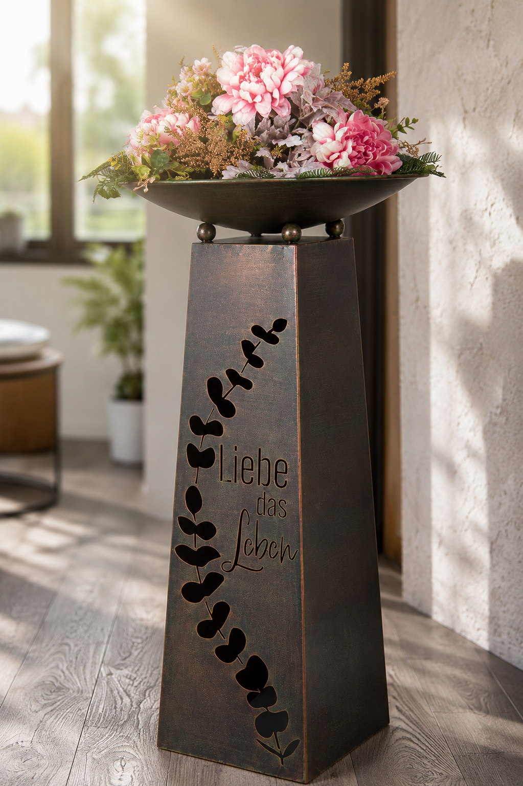 Schalenständer Amara Liebe das Leben Metall kupferfarben