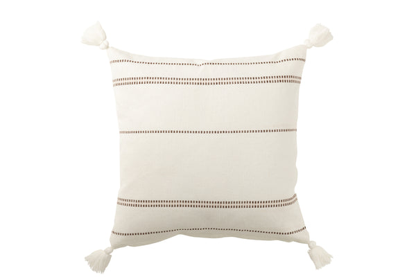 Classic Elegance Set of 4 cushions 4 tassels made of cotton in white/brown