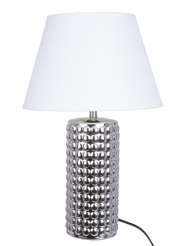 Set of 2 Bolla table lamps – silver ceramic with white lampshade