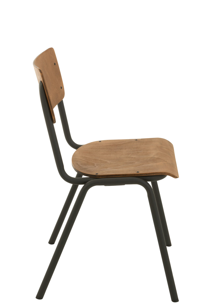 Set van 2 stoelen van hout en metaal in bruin of zwart - tijdloos design met hoge veerkracht179