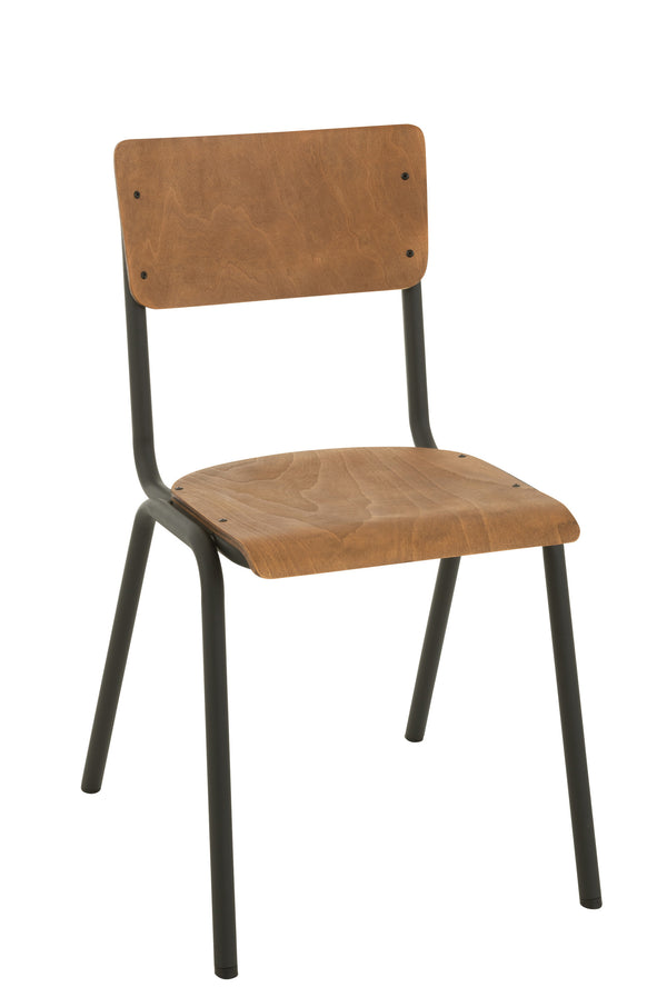 2er Set Stuhl aus Holz und Metall in Braun oder Schwarz - Zeitloses Design mit hoher Belastbarkeit179