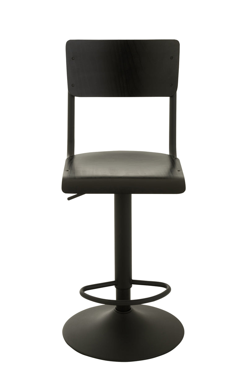 Modern bar stool black - wood/metal - 2 pieces - height adjustable