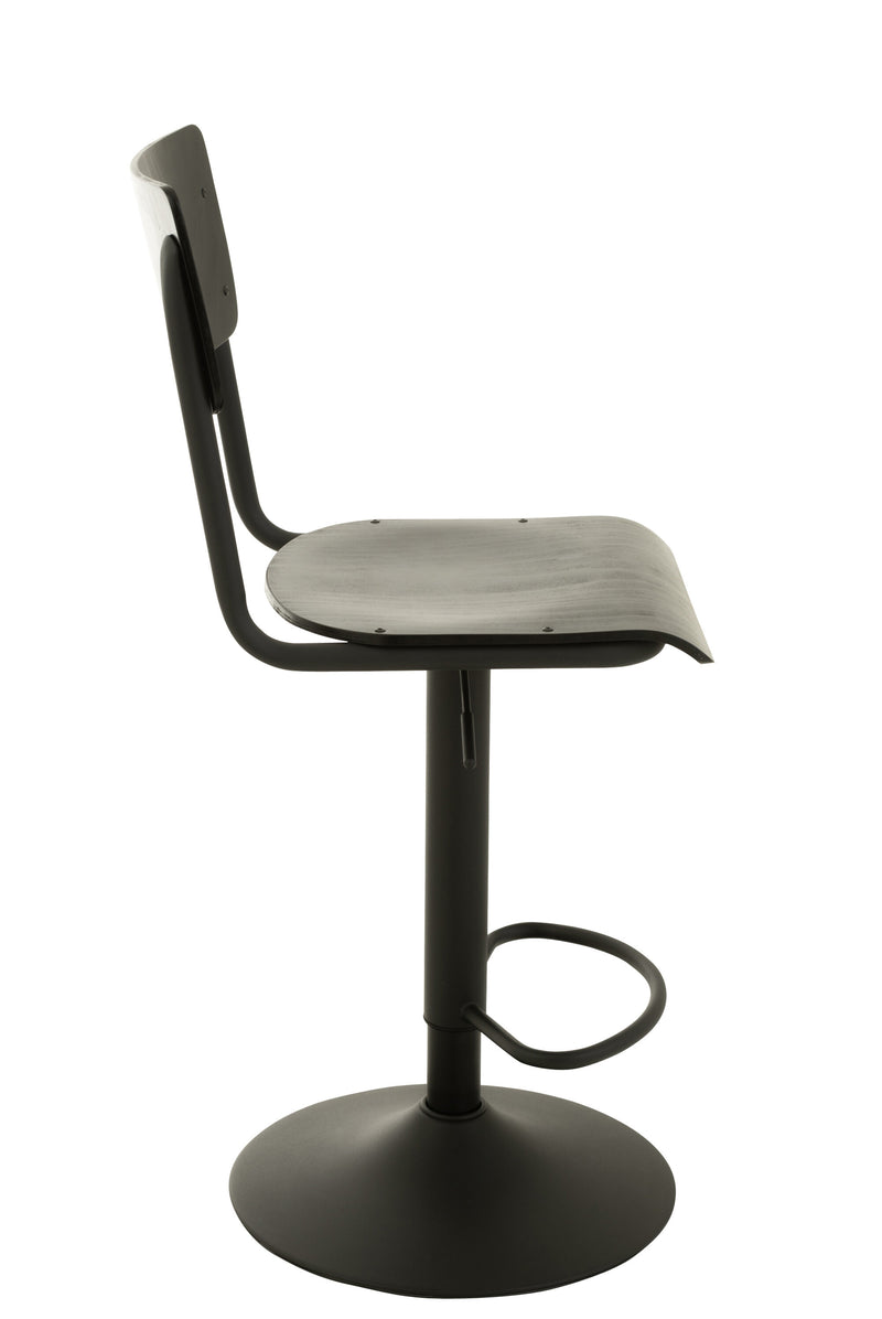 Modern bar stool black - wood/metal - 2 pieces - height adjustable