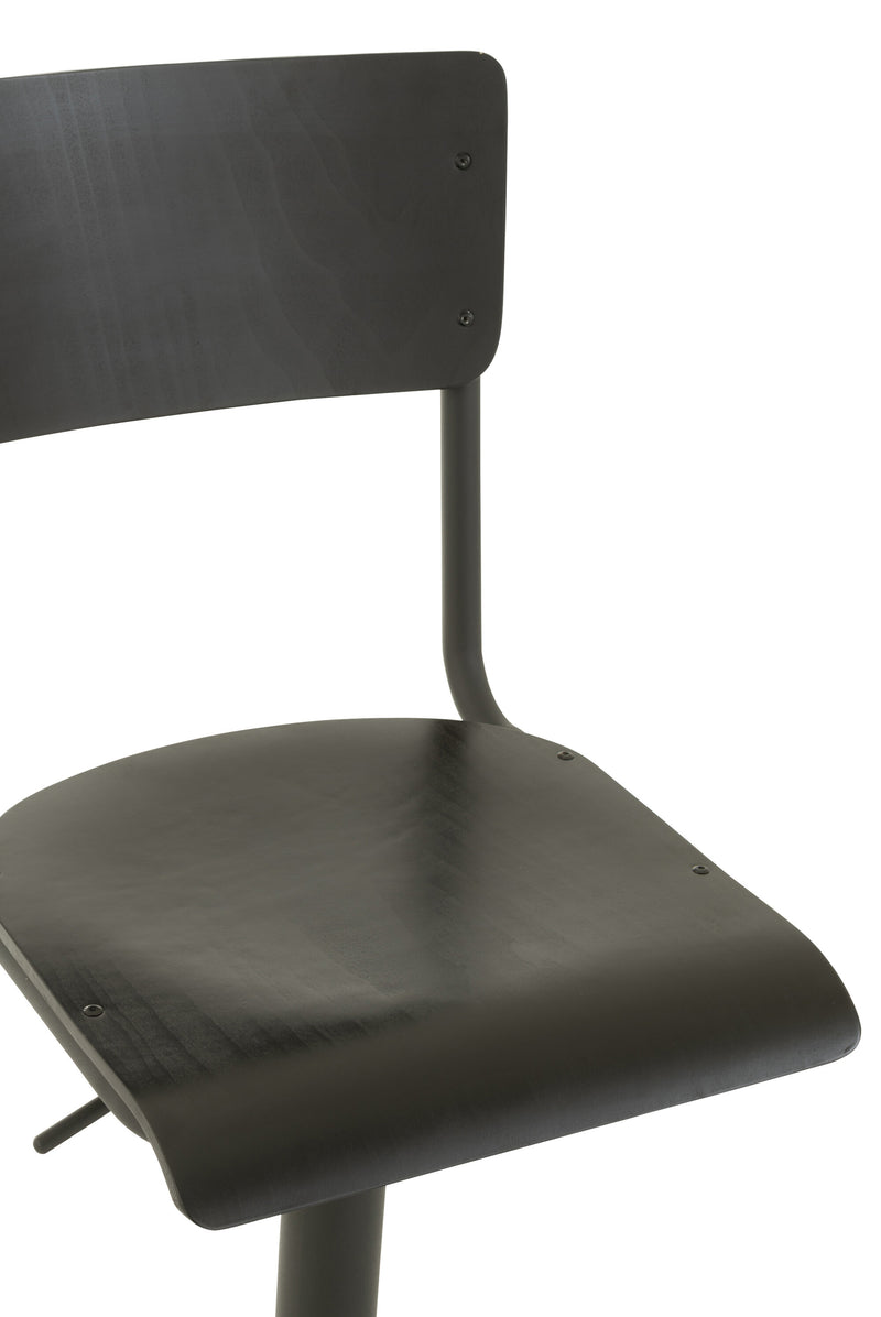 Modern bar stool black - wood/metal - 2 pieces - height adjustable