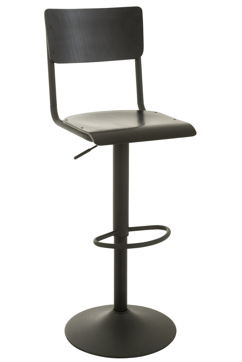 Modern bar stool black - wood/metal - 2 pieces - height adjustable