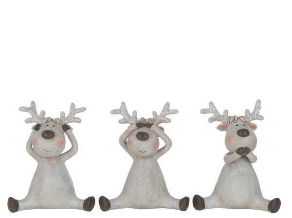 3er Set Hirsch Nichts Sehen Hören Sagen - Weihnachtsdekoration 11.5cm