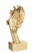 Gesicht mit Schmetterlingen Skulptur, Polyresin, Gold oder Weiß/Gold - Zeitgenössische Ästhetik für Ihren Raum