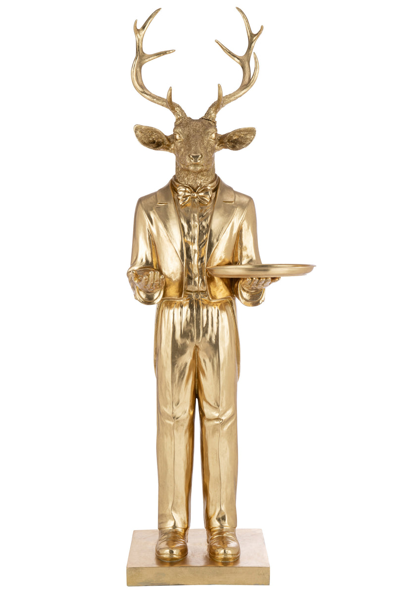 XXL deer waiter in gold with serving tray a masterpiece for elegant presentations 