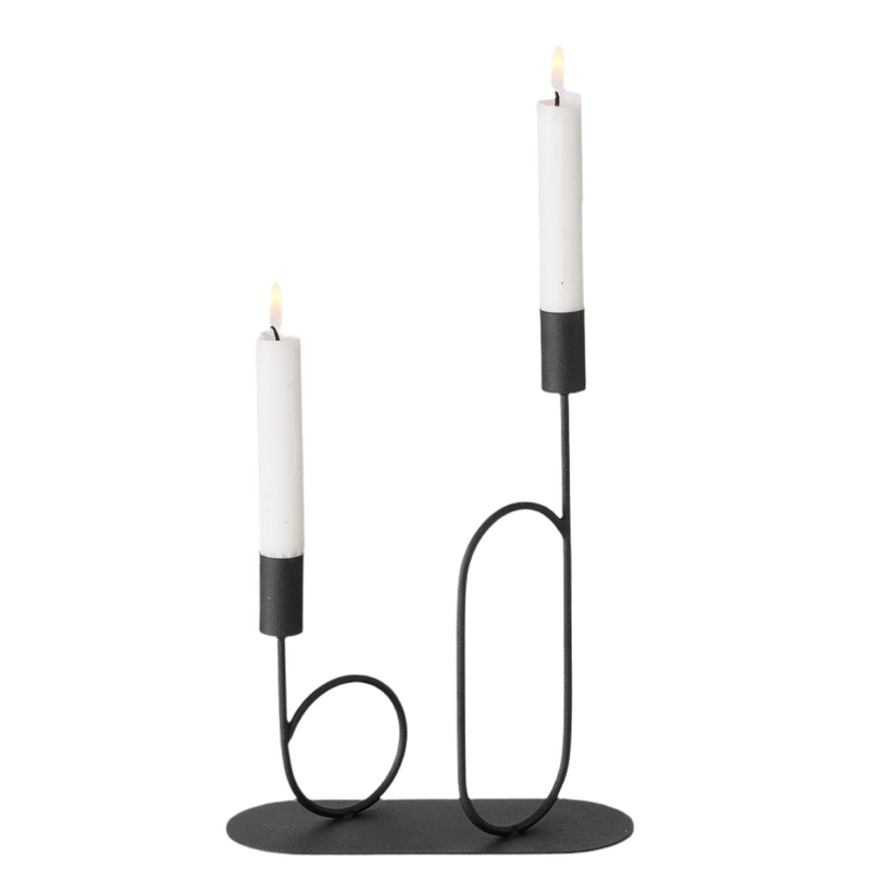 Candlestick Orlando Black Matt Metal 26 cm